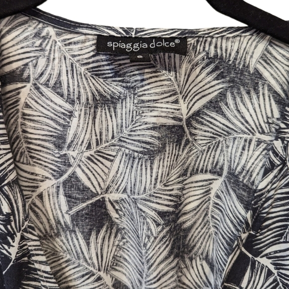 Laura Spiaggia Dolce Women's White Leaf Print on Navy Summer Beach Cover Up Dr… - Picture 4 of 5